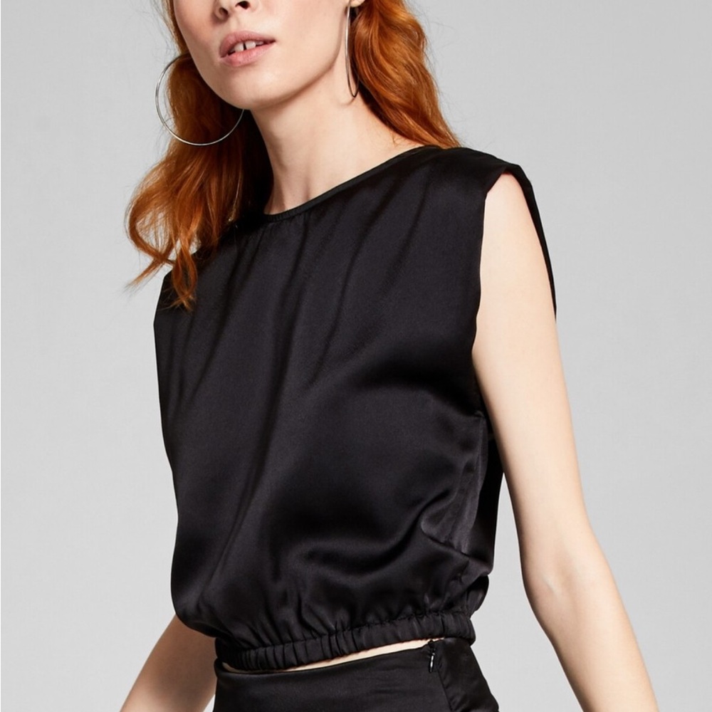Pants Store Black Boxy Sleeveless Blouse